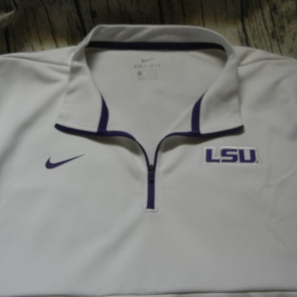 2XL LSU Tigers Nike Coaches Quarter-Zip Pullover Performance Jacket White - Picture 2 of 6